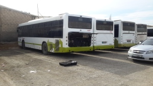 Jordan City Buses begin to get prepped for Smart Emissions Reducer units, as before installation emissions testing is conducted to baseline the vehicles. 